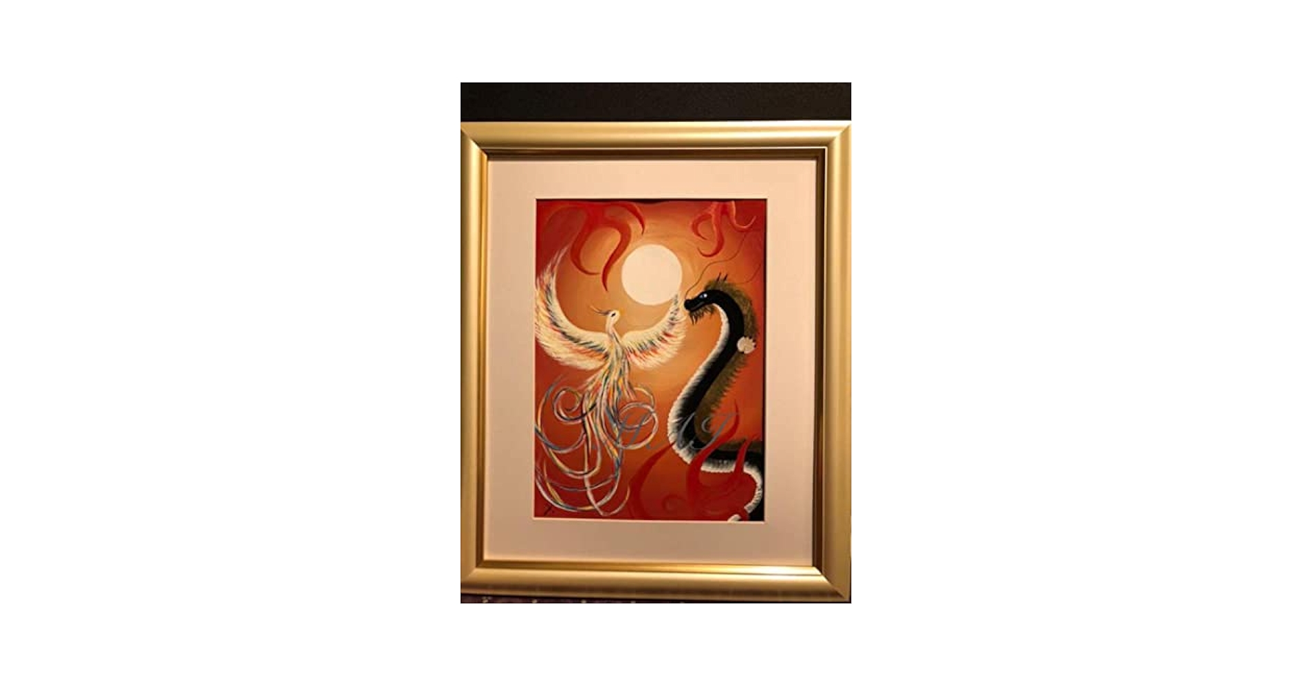スピリチュアルアート Amazon.co.jp: 黒龍 鳳凰 太陽 開運絵画 スピリチュアルアート